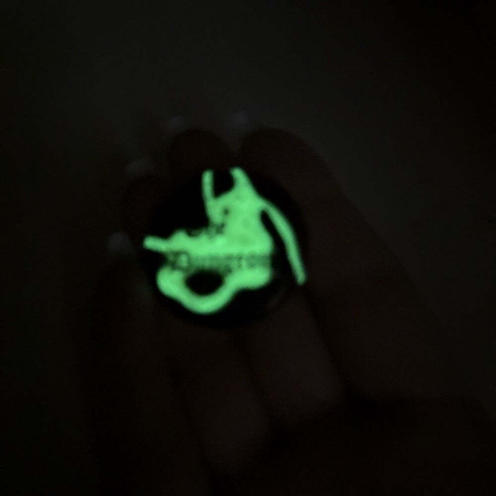 The Dungeon New Orleans Vampire Bar RARE 1.25” Mardi Gras Glow In Dark Button - Picture 3 of 7